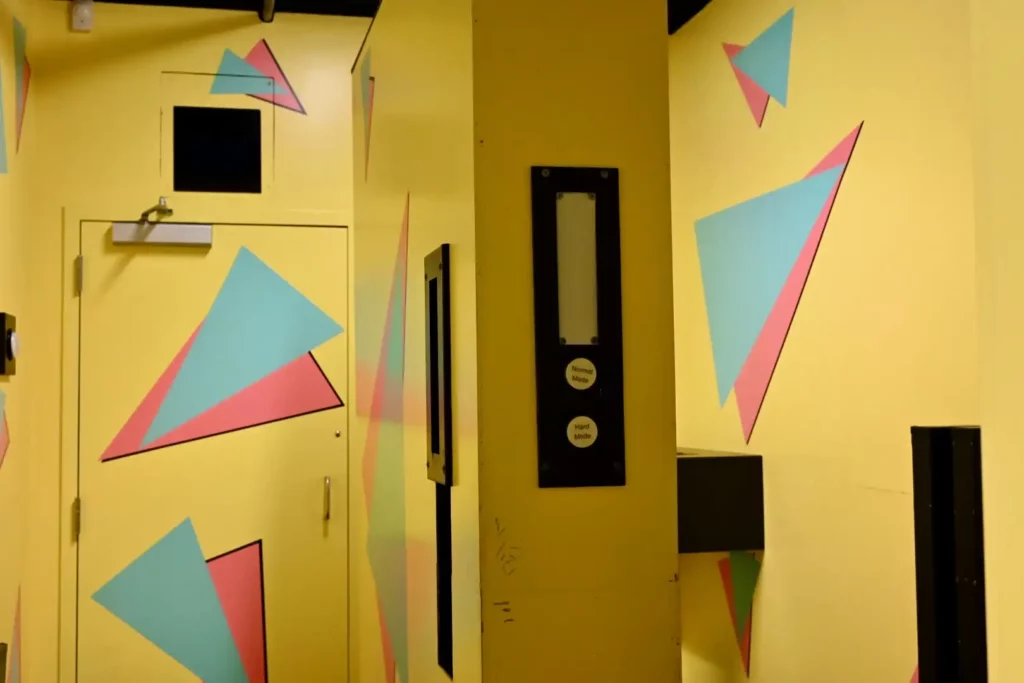 Yellow room with nostalgic print