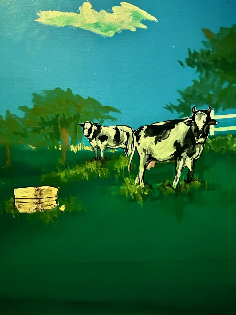 Cow painted on the wall